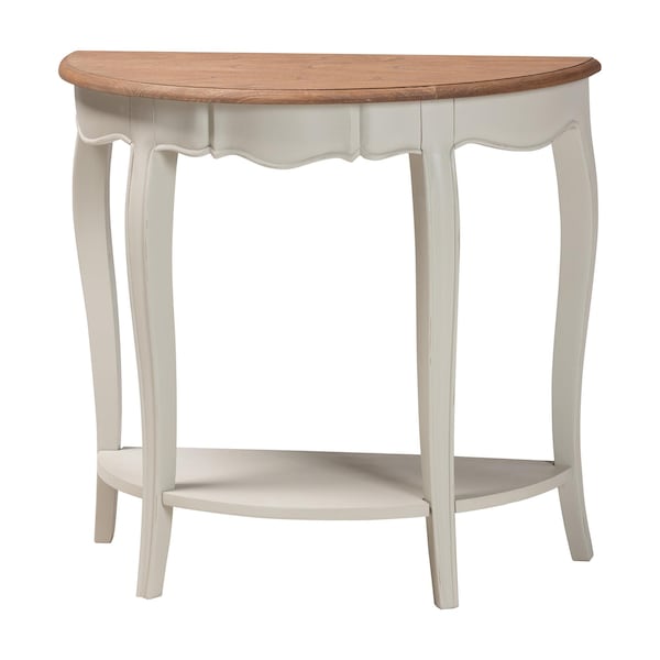 Baxton Studio Cordelia Country Cottage Farmhouse Greyish Beige and Natural Brown Finished Console Table 148-8187 - main